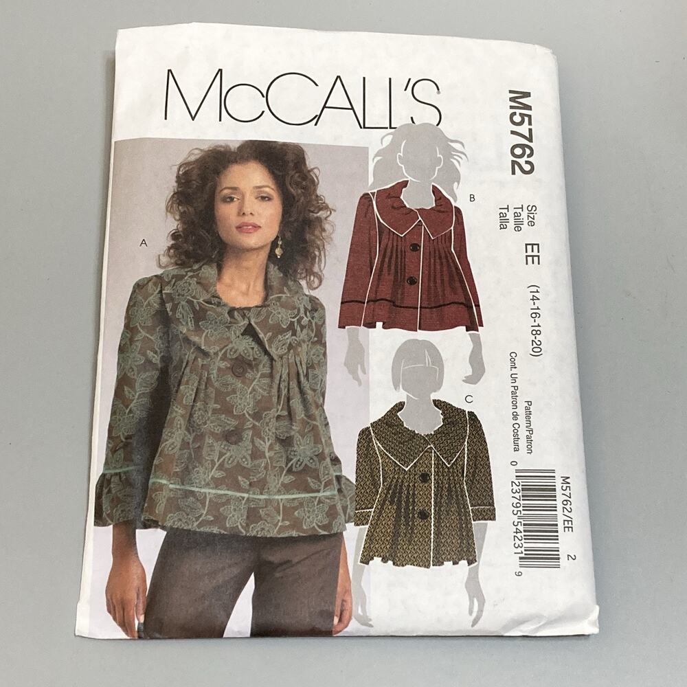McCalls Sewing Pattern M5762 EE Womens Lined Jacket Size 14-16-18-20 UNCUT NOS